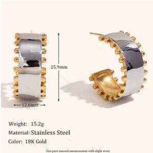 Mix Color‎ Round Bead Edge Smooth Stainless steel Women's Earrings Hoop